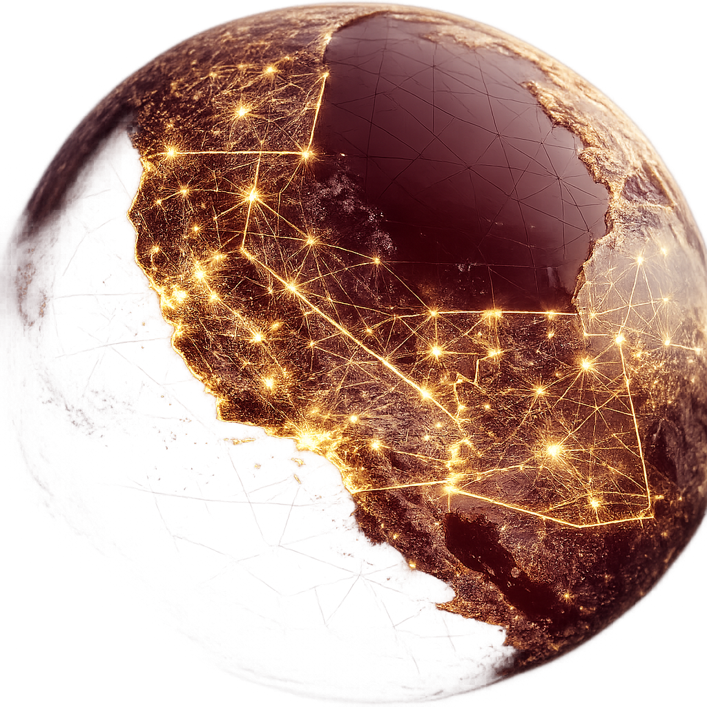 Atlas-style globe showing care coverage across California, Nevada, and Arizona